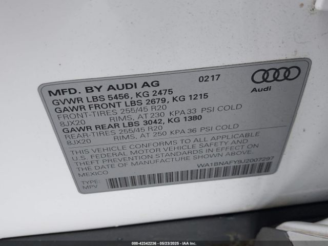 WA1BNAFY9J2007297 Audi Q5 2.0t Premium/2.0t Tech Premium