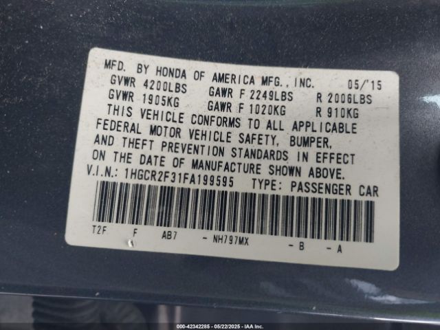 1HGCR2F31FA199595 Honda ACCORD LX