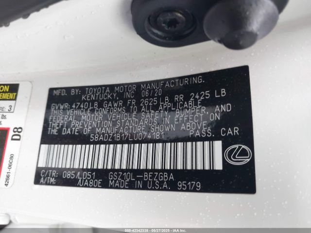 58ADZ1B17LU074181 Lexus ES 350