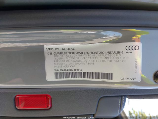 WAUB4AF48KA006054 Audi S4 3.0t Premium
