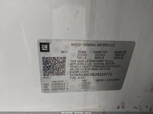 Chevrolet l83 - spark ignited direct injection, variable valve timing, afm, e85 max, alum 2018 1GNSKBKC6JR110772 Image 9