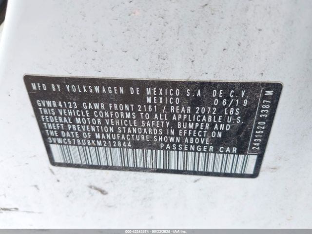 3VWC57BU8KM212844 Volkswagen Jetta 1.4t R-line/1.4t S/1.4t Se