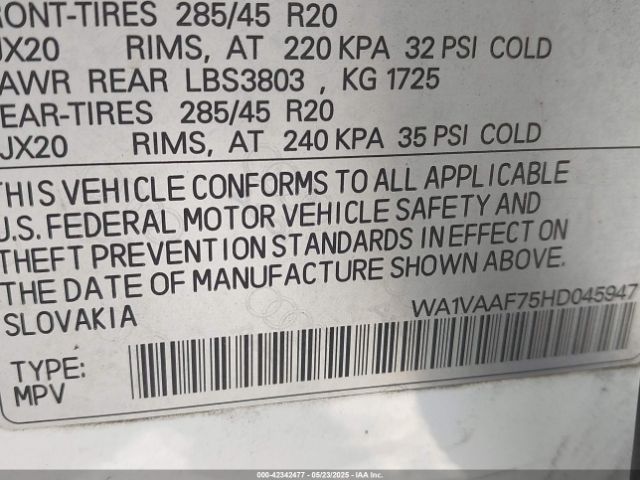 WA1VAAF75HD045947 Audi Q7 3.0t Premium