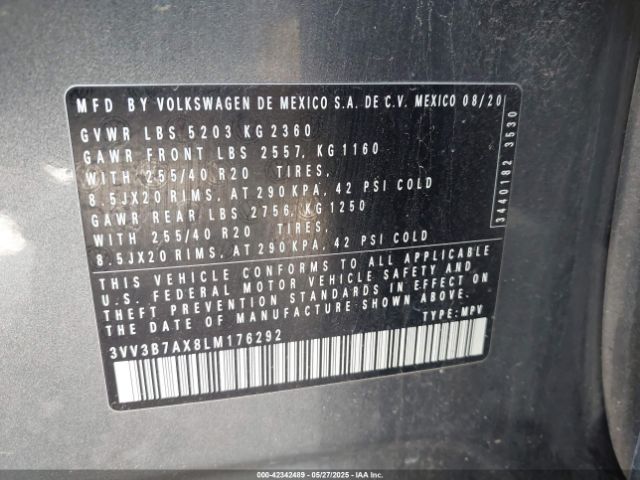 2020 VOLKSWAGEN TIGUAN 3VV3B7AX8LM176292 Photo 8
