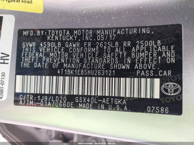 4T1BK1EB5HU263121 Toyota 2gr-fe