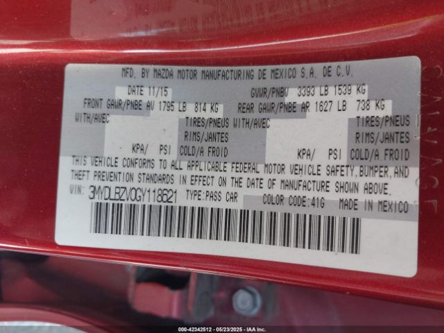 3MYDLBZV0GY118621 Scion IA