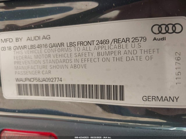 2018 AUDI A5 WAUFNCF58JA092774 Photo 8