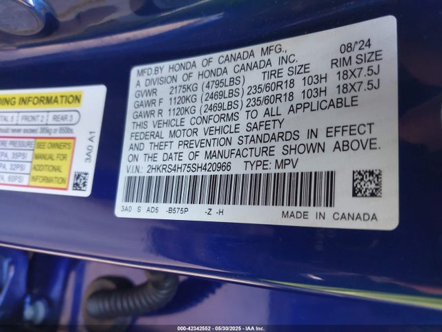 2HKRS4H75SH420966 Honda l15be