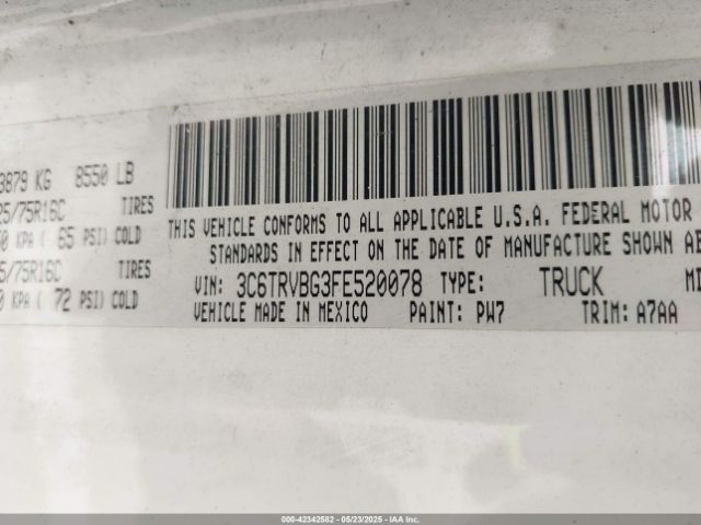 3C6TRVBG3FE520078 RAM Promaster 1500