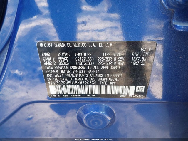 3CZRU5H15KM726338 Honda r18z9