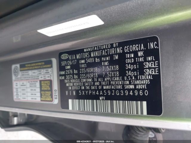 5XYPH4A59JG394960 KIA gdi lambda-ii
