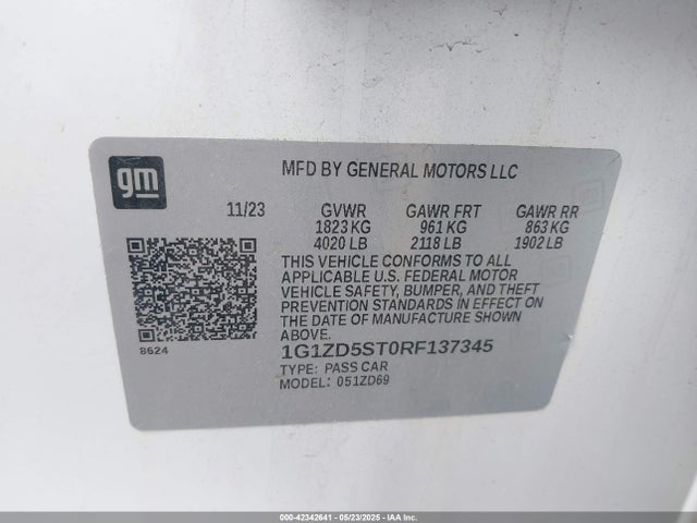 1G1ZD5ST0RF137345 Chevrolet Malibu Fwd 1lt