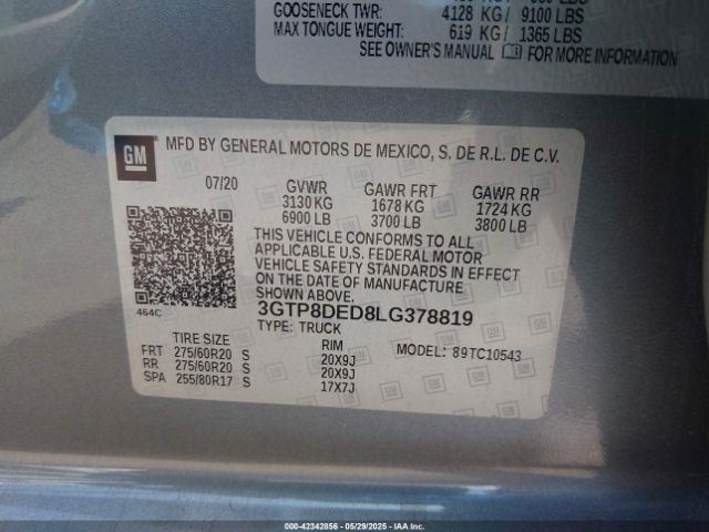 3GTP8DED8LG378819 GMC l84 - di, dfm, alum, gen 5, var 2