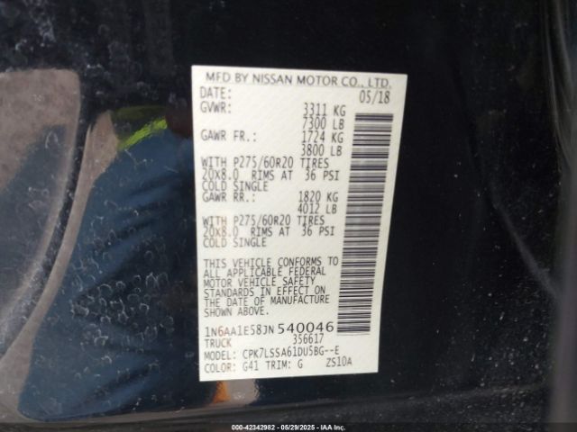 2018 NISSAN TITAN 1N6AA1E58JN540046 Photo 8