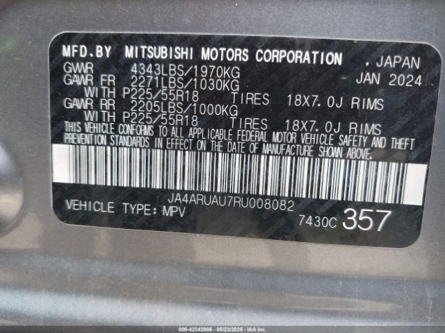 2024 MITSUBISHI OUTLANDER SPORT JA4ARUAU7RU008082 Photo 8