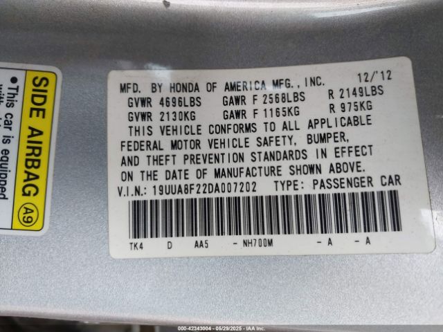 2013 ACURA TL 19UUA8F22DA007202 Photo 8