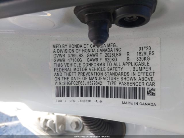 2HGFC2F63LH529842 Honda Civic Lx