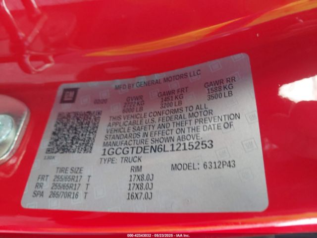 1GCGTDEN6L1215253 Chevrolet Colorado 4wd  Short Box Z71
