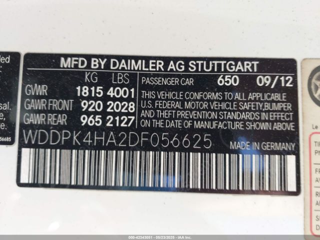 2013 MERCEDES-BENZ SLK 250 WDDPK4HA2DF056625 Photo 8