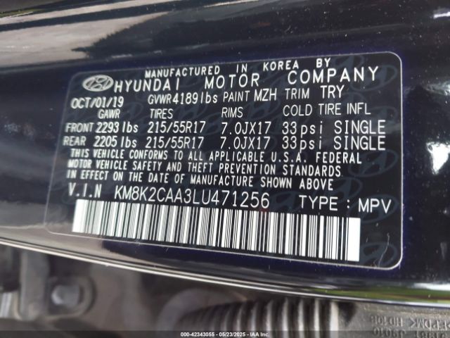 KM8K2CAA3LU471256 Hyundai Kona Sel