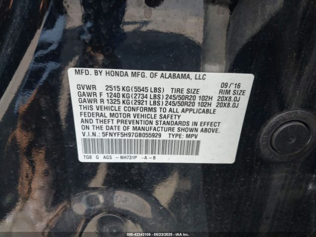 5FNYF5H97GB055929 Honda j35y6