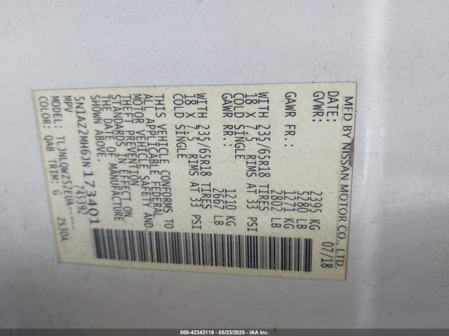 5N1AZ2MH6JN173401 Nissan 2018