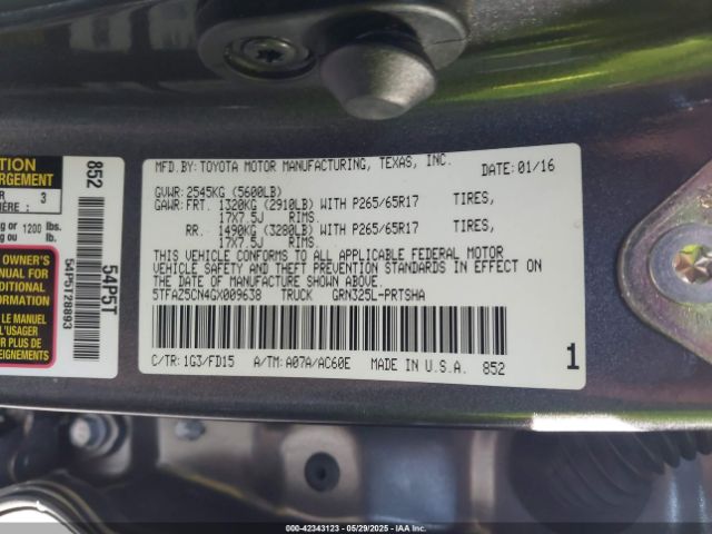 5TFAZ5CN4GX009638 Toyota Tacoma Trd Sport
