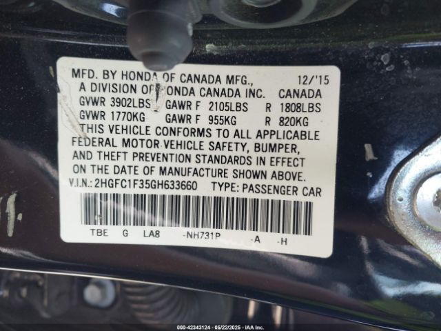 2HGFC1F35GH633660 Honda l15b7