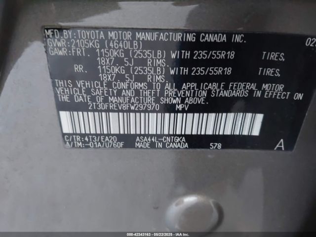 2T3DFREV8FW297970 Toyota Rav4 Limited