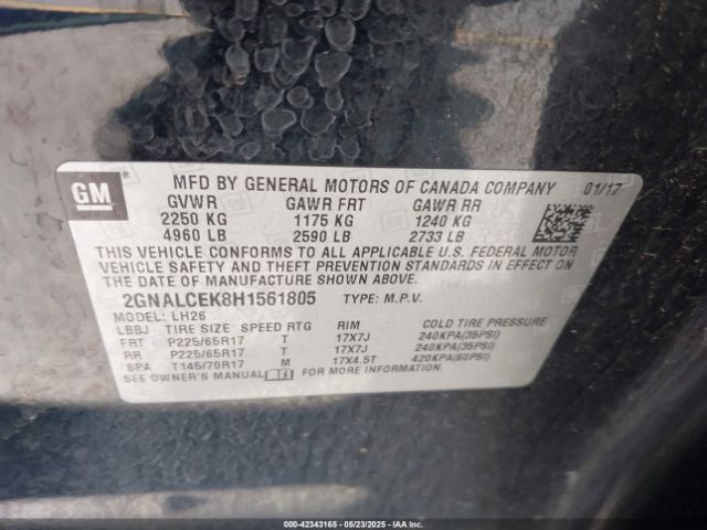 2GNALCEK8H1561805 Chevrolet EQUINOX LT