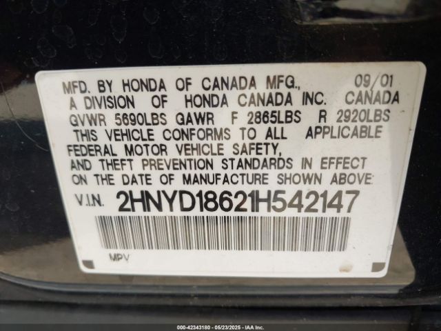 2001 ACURA MDX 2HNYD18621H542147 Photo 8