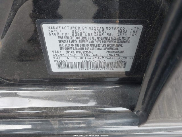 3N1AB7AP8GY215146 Nissan Sentra