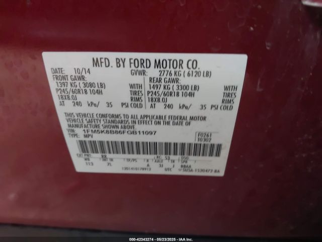 1FM5K8B86FGB11097 Ford 2015