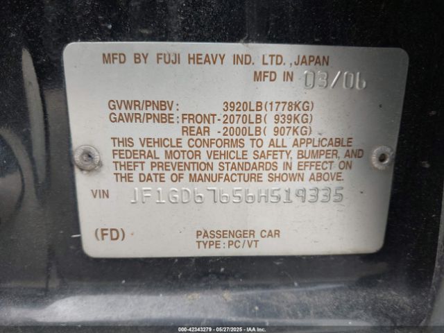2006 SUBARU IMPREZA JF1GD67656H519335 Photo 8
