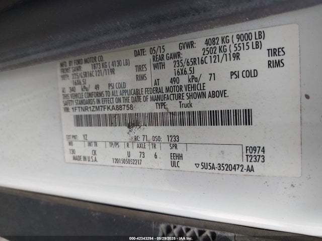 1FTNR1ZM7FKA88758 Ford 2015