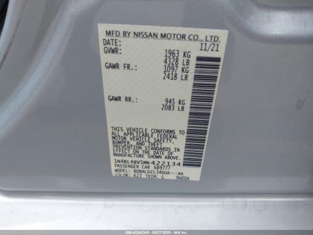 1N4BL4BV5MN422134 Nissan 2021