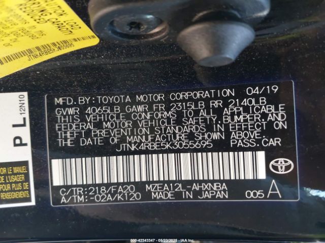 2019 TOYOTA COROLLA JTNK4RBE5K3055695 Photo 8