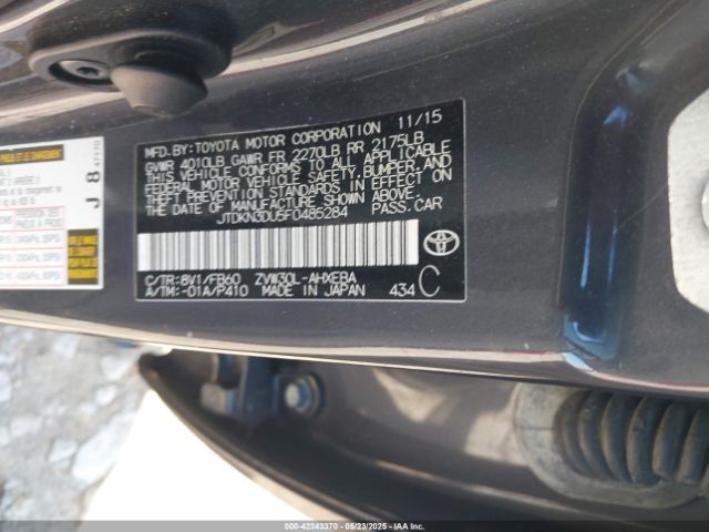 JTDKN3DU5F0485284 Toyota 2zr-fxe+3jm