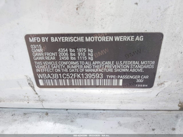 BMW 320i 2015 WBA3B1C52FK139593 Image 9