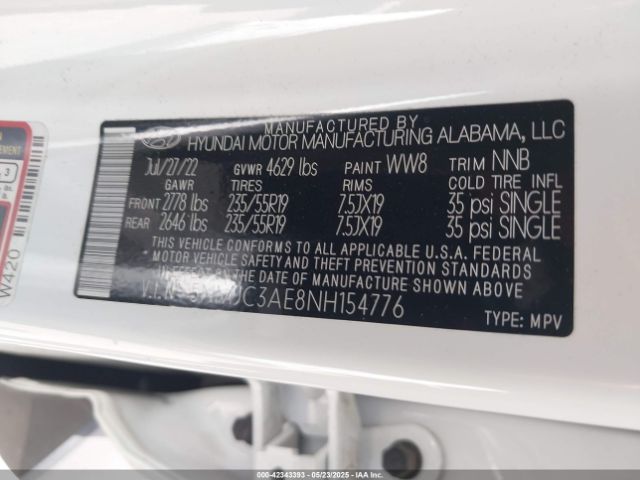 2022 HYUNDAI TUCSON 5NMJC3AE8NH154776 Photo 8