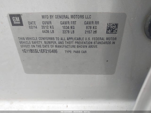 1G11B5SL1EF216486 Chevrolet Malibu 1ls
