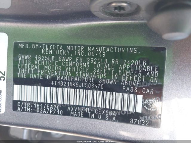 4T1B21HK9JU508570 Toyota Camry Hybrid Se