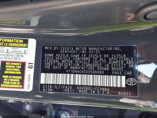 4T1DAACK5SU586980 Toyota Camry Le/se/xle/xse