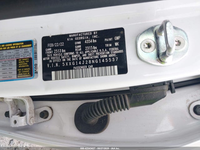 5XXG14J28NG145537 KIA t-gdi gamma ii