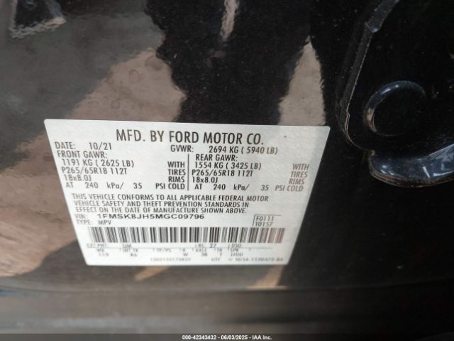 2021 FORD EXPLORER 1FMSK8JH5MGC09796 Photo 8