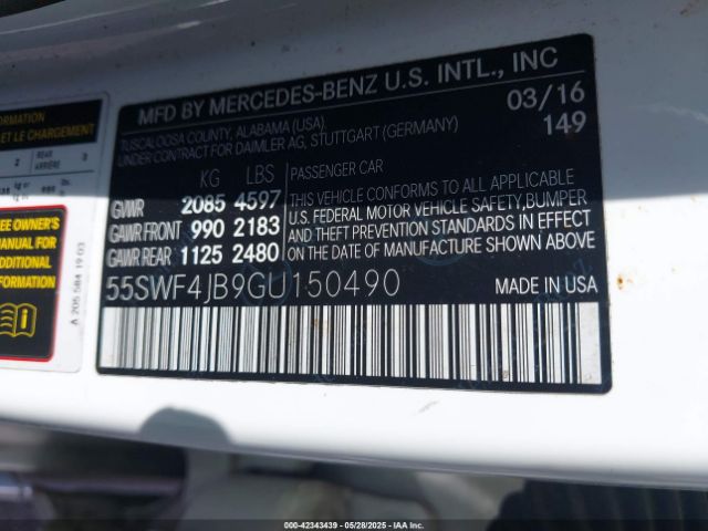 55SWF4JB9GU150490 Mercedes-Benz C 300 Luxury/sport