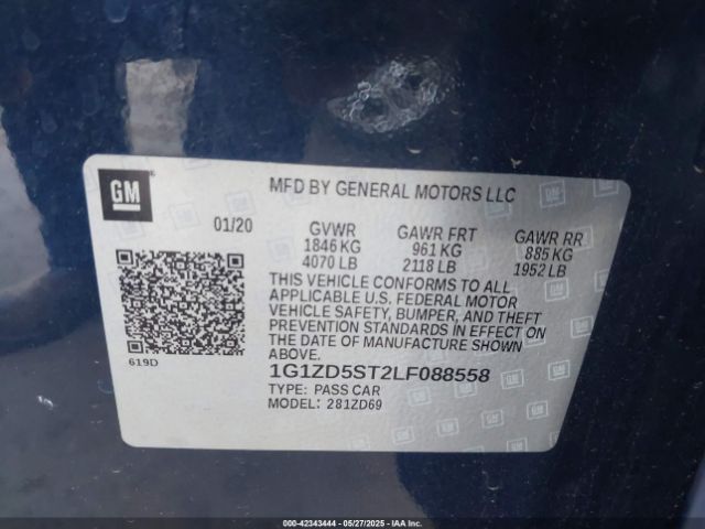 1G1ZD5ST2LF088558 Chevrolet Malibu Fwd Lt