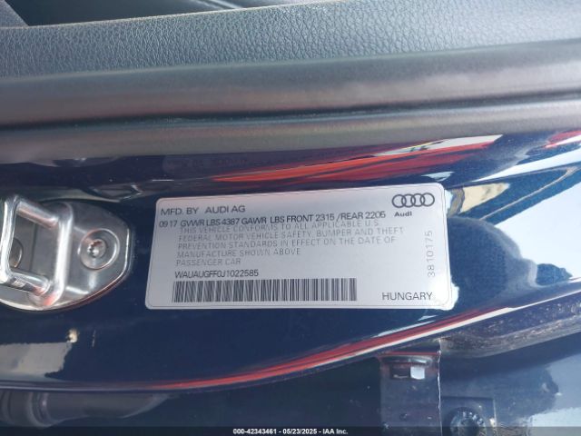 WAUAUGFF0J1022585 Audi A3 2.0t Premium/2.0t Tech Premium
