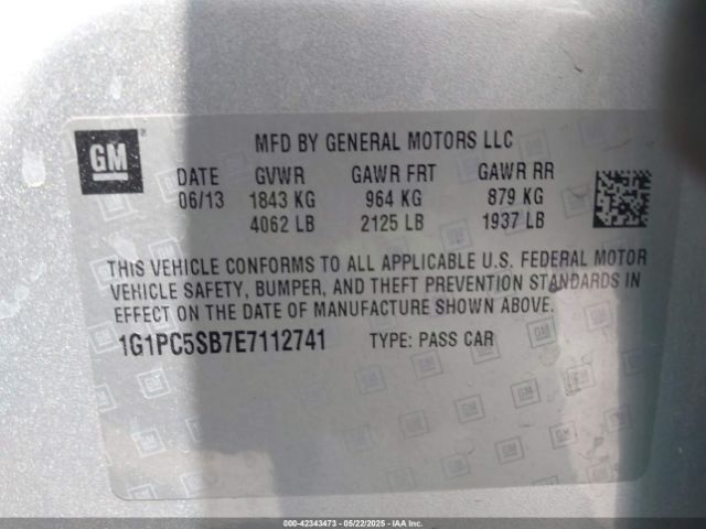 1G1PC5SB7E7112741 Chevrolet Cruze 1lt Auto