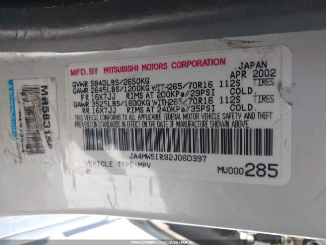 2002 MITSUBISHI MONTERO JA4MW51R82J060397 Photo 8